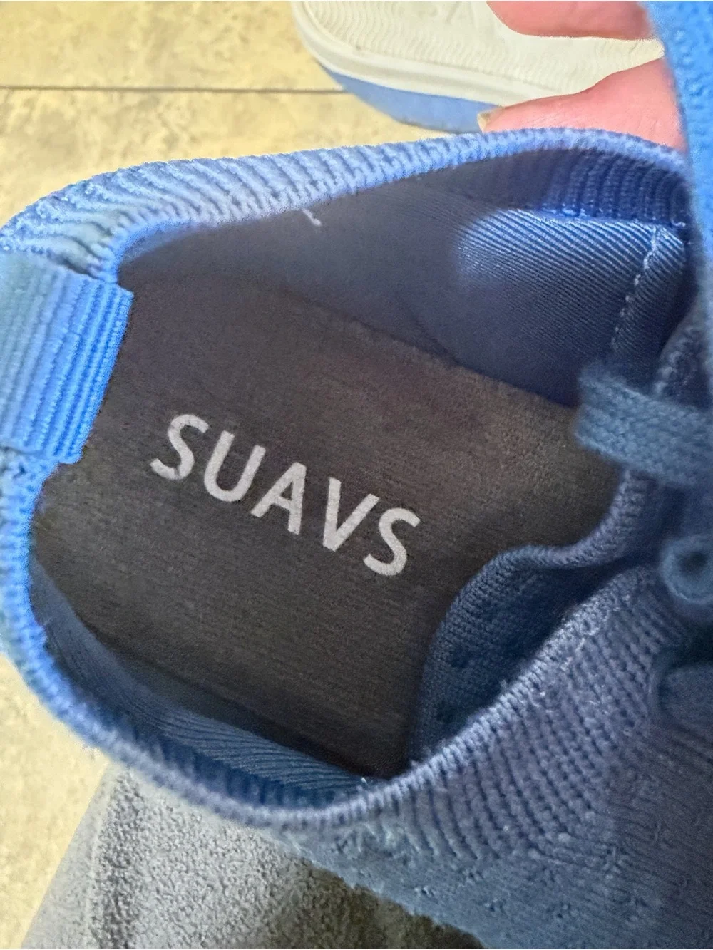 Women’s Knit Lace-Up Sneakers in Blue by Suavs